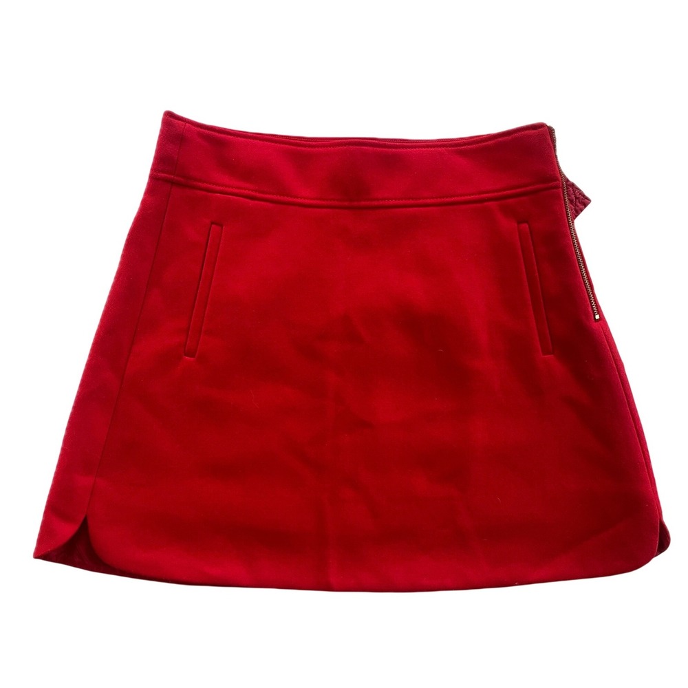 NWT J.Crew Red 100% Wool A-Line Mini Skirt Sz 8 Fall Winter Preppy Timeless Chic